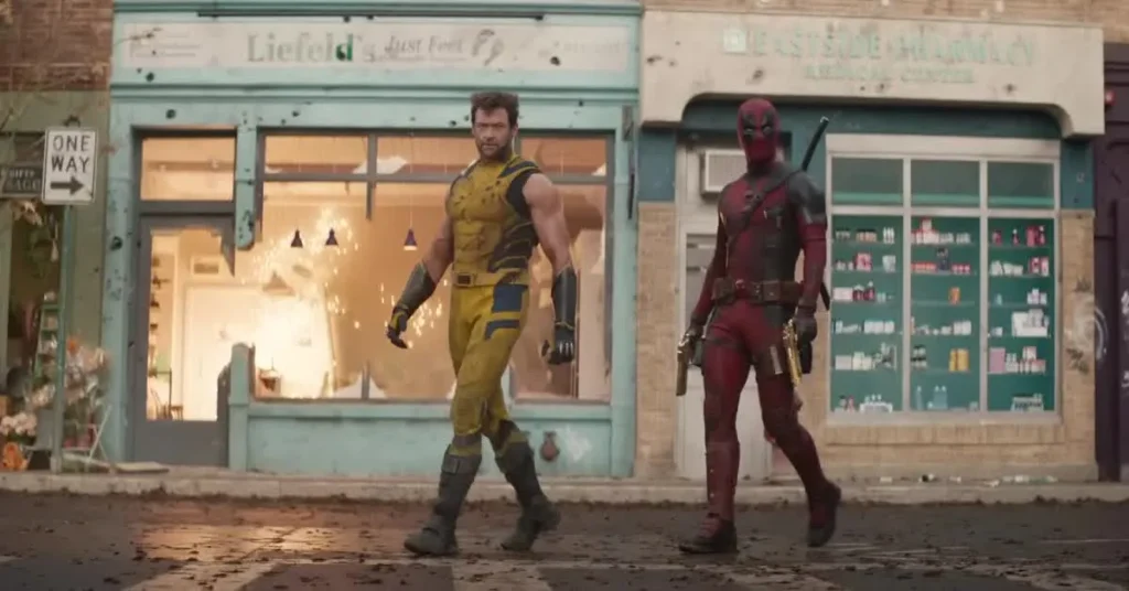 Hugh Jackman as Wolverine and Ryan Reynolds as Deadpool in Deadpool & Wolverine (2024)